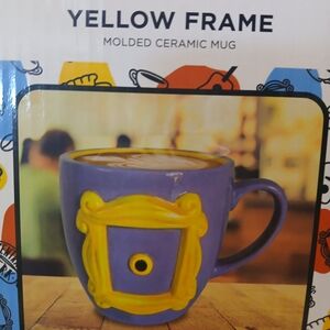 Yellow Frame Molded Ceramic Mug - Purple with Yellow Accent